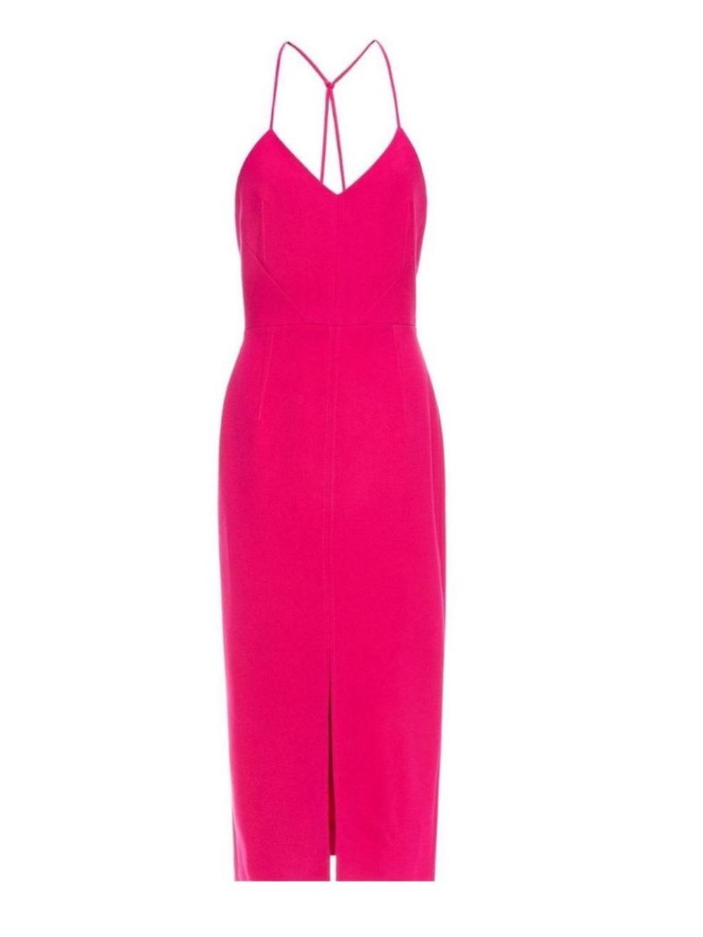 NWT Roland Mouret Bright Pink Zipper Back Strappy Dress Size UK 12/ US 8